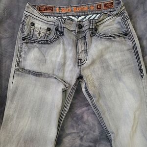 Mens size 34 Rock Revival gray jeans